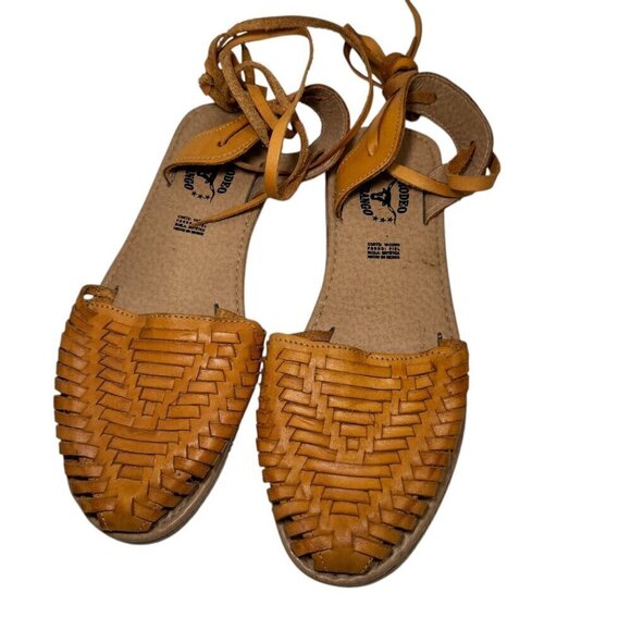 New Rodeo Durango Woven Leather Huarache Sandals Fit Women's 10 Made in Mexico - Picture 1 of 4